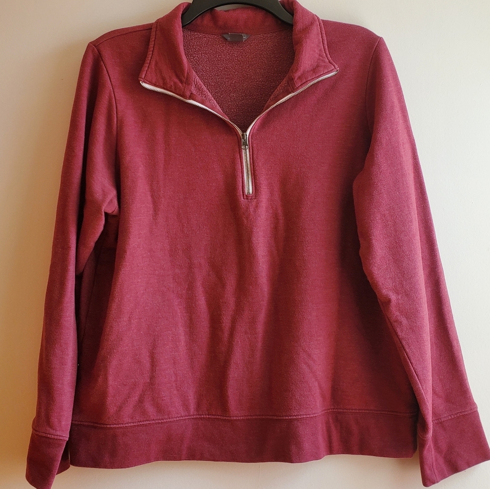Eddie Bauer Camp Fleece Quarter Zip Sweatshirt Dark Purple/Pink Women's M